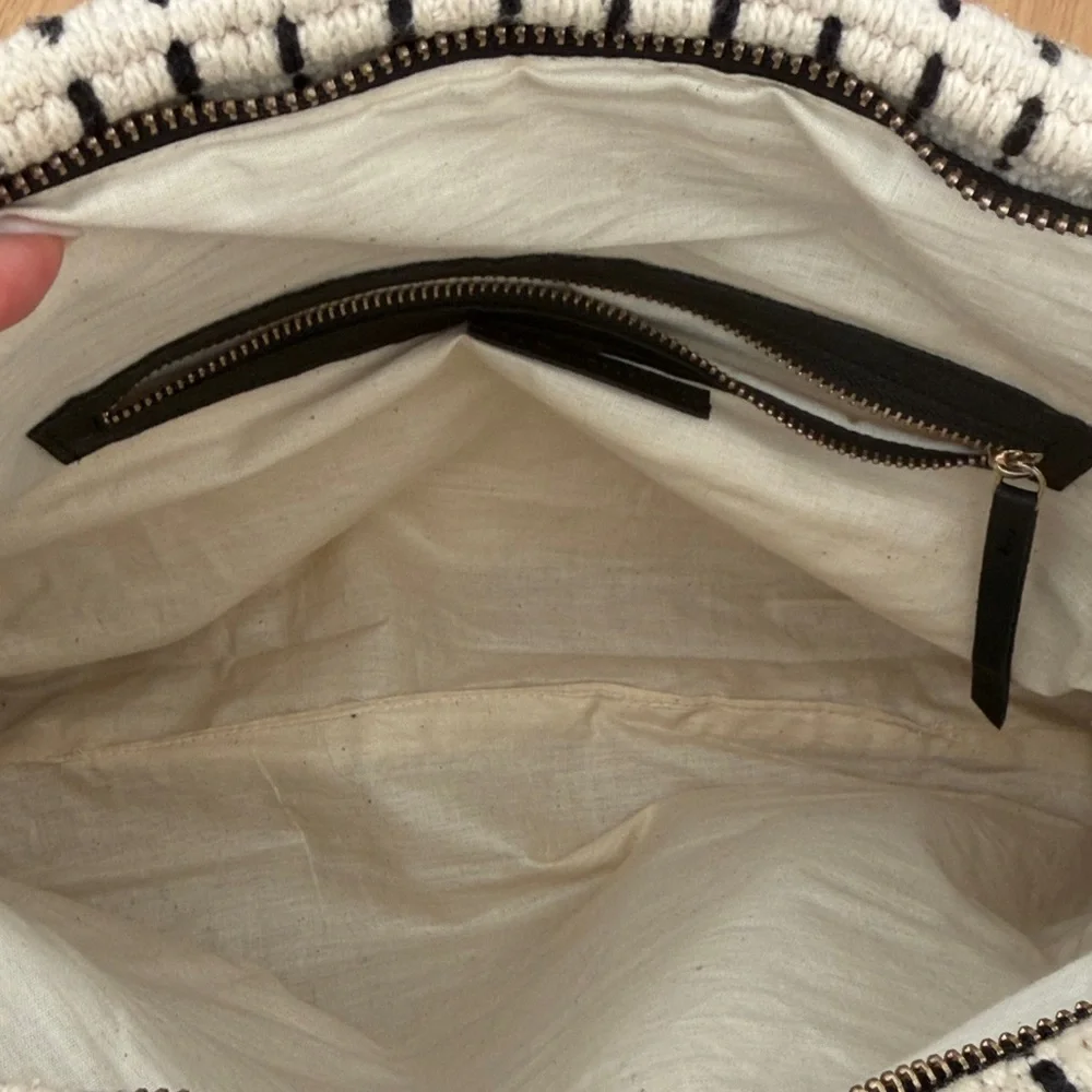 Zara Black and Cream over sized Clutch with Tassels